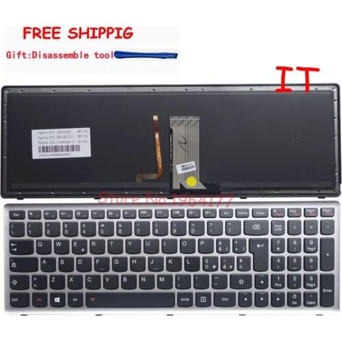 Italy IT Keyboard For Lenovo Ideapad Z710 U510 Laptop keyboard silver frame with backlit backlight