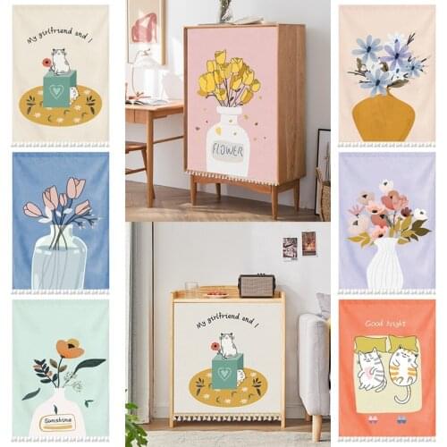 Cabinet Short Curtain Dustproof Half-curtains Breathable Storage Shelf Wardrobe Cover Velcro Self-adhesive Tassel Decor Cloth