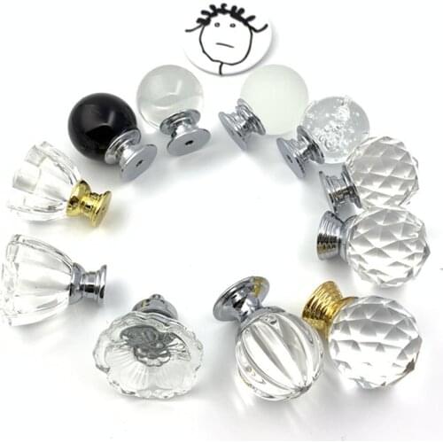 LCH 30mm Bubble Ball Frosted Round Crystal Ball Pumpkin shaped Clear Crystal Kitchen Cabinet Knob Drawer Handle Door Pull