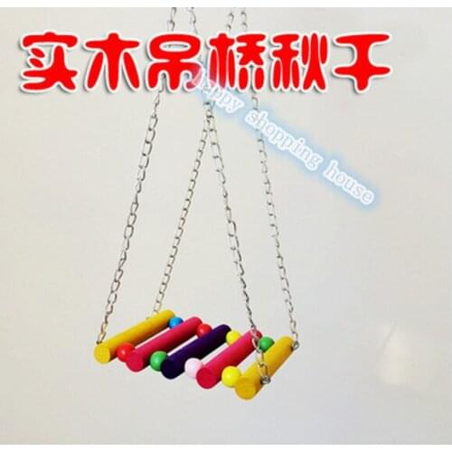 Small parrot toys supplies station bridge swing stand bar cage accessories
