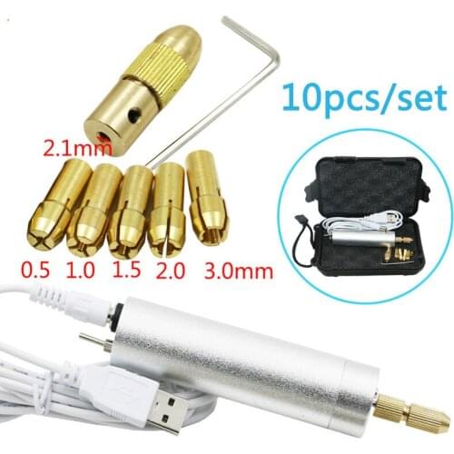 5v Usb Powered Min Drill Wood Plastic Model Pcb Board Hole Drill 10pcs/set
