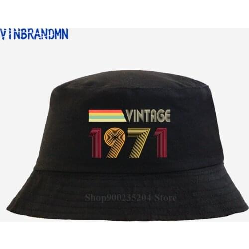 Fashion Vintage 1971 Fishing hats male Retro Born in 1971 Bucket hat 50th Birthday Perfect Gift Fisherman Hats for Father DAD B