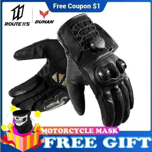 DUHAN Motorcycle Gloves Magnetic Rotating Button Tightening Adjustment Motorcycle Rider Equipment Leather Gloves MOTO Riding