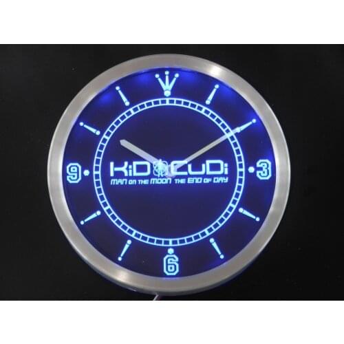 Nc0165 Kid Cudi Man On The Moon End of Day Neon Light Signs LED Wall Clock