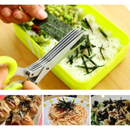 Shears 5 Layers Stainless Steel Kitchen Scissors Herb Cutter Shredded Rosemary Scallion Multifunctional Cutter Herb Chopped Tool