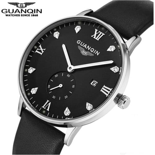 Original GUANQIN Men Watch 2021 Leather Strap Waterproof Watch Designer Quartz Watch Male Wristwatch relogio masculino relojes