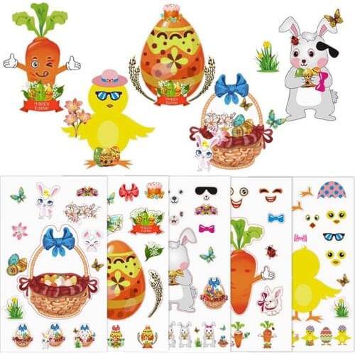 20 Sheet Make Your Own Stickers Easter Stickers Bulk, Easter Stickers For Eggs Bunny Chicken Flower Basket Carrot