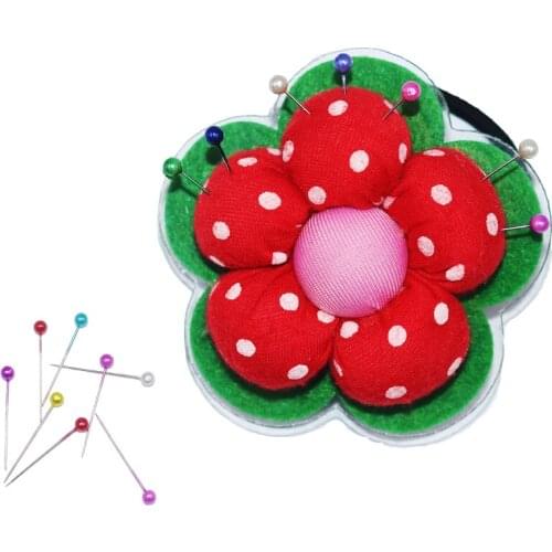 1pc Flower Sewing Pin Cushion with Elastic Wrist Belt for Handcraft Tool Stitch Pincushions Needle Cushions Sewing Accessories