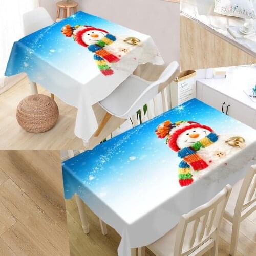 Custom christmas SnowmanTable Cloth Oxford Fabric Rectangular Waterproof Oilproof Table Cover Family Party Tablecloth