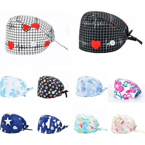 Unisex Cotton Adjustable Pet Work Hats Dust Cap Nursing Cap Elastic Beauty Hats Beauty Salon Pet Scrubs New Baotou Hat Wholesale