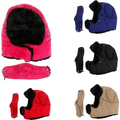 High Quality Soft Warm Mens Ladies Trapper Aviator Plain Russian Winter Hat Cap with Mask Outdoor Sports Skiing Player Accessory
