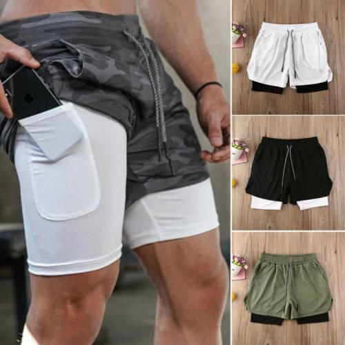Fashion Summer Men Quick-dry Sports Gym Running Shorts Breathable Fitness Bottoms with Pockets Casual Gym Shorts Men Clothing