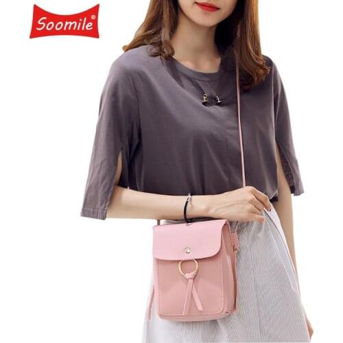 Soomile Fashion Young Women PU Leather Small Crossbody Shoulder Bag for Cell Phone Wallet Card 2020 New Mini Girl Handbag