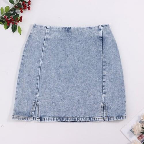 SAGACE Versatile high waisted denim slit short skirt young lady skirt 2021 summer fashion new womens clothing South Korea