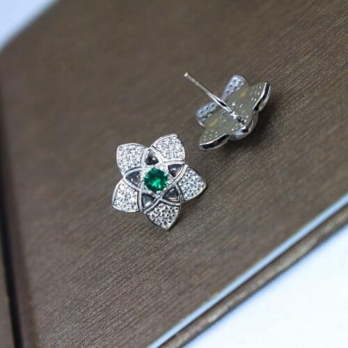 Pera Romantic Silver Color Jewelry Five Green Flower Shape Cubic Zirconia Stone Women Earrings For Valentine ' s Day Gift