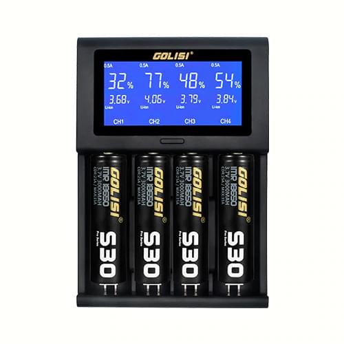 Golisi I4 charger 2A fast charge Intelligent LCD Charger quickly Charging For 18650 21700 26650 Li-ion Ni-MH Ni-CD AAA Battery