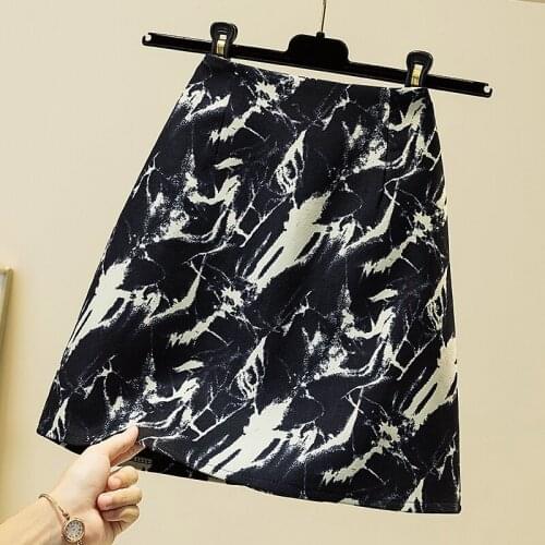 Printed Mini Plus Large Size Oversize Korean Style Fashion WomenS Clothing Vintage 2021 Casual High Waist Skirts Female