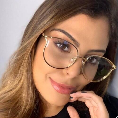 Oversized Transparent anti blue light Women Glasses Frame Fashion Cat Eye Vintage Eyeglasses Optical Spectacle Frames