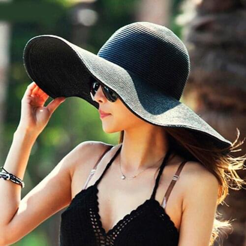 2018 Hot Fashion Summer Womens Ladies' Foldable Wide Large Brim Floppy Beach Hats Sun Straw Hat Cap