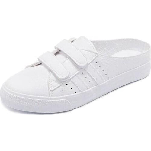 2020 summer new half-drag white shoes womens breathable wild flat womens shoes autumn explosion shoes