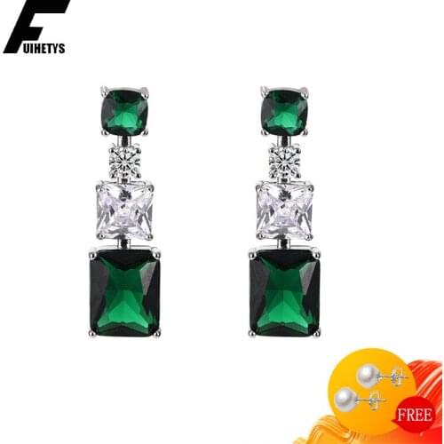 Fashion Earrings 925 Silver Jewelry Inlaid Cubic Zirconia Gemstones Drop Earrings for Women Wedding Engagement Party Accessories