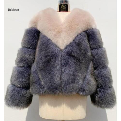 Women Faux Fur Coat Warm Furry Soft Harajuku Vintage Long Sleeve Plus Size Fluffy Fur Women Jacket Streetwear New Winter