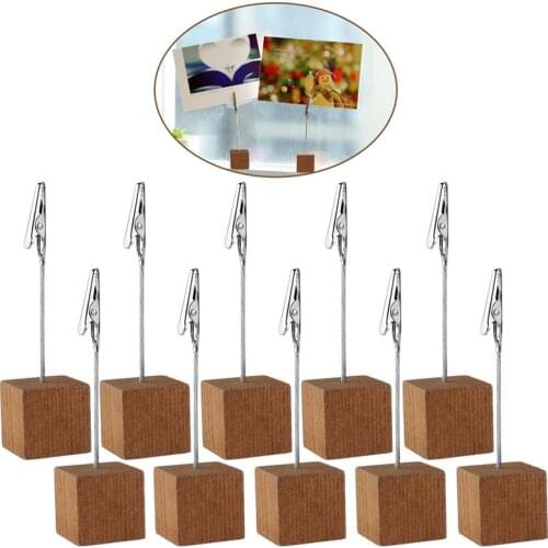 10pcs Memo Clip Holder Stand with Alligator Clasp for Pictures Card Paper Note Clip School Office Desk Accessories (Coffee)