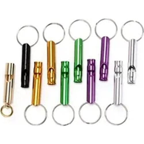 10pcs aluminum alloy whistle key ring keychain outdoor survival whistle children whistle lifeguard whistle color random