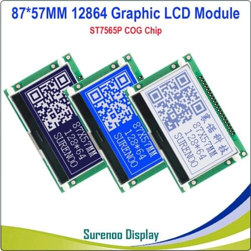 2.9" 87*57MM 12864 128X64 Graphic COG LCD Module Display Screen LCM Build-in ST7565P, Support Serial SPI