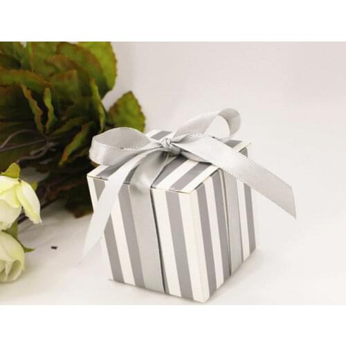 50pcs/lot Striped Gift Box Packaging Favors Wedding Gift Box for Candy Chocolate Cake Cookie