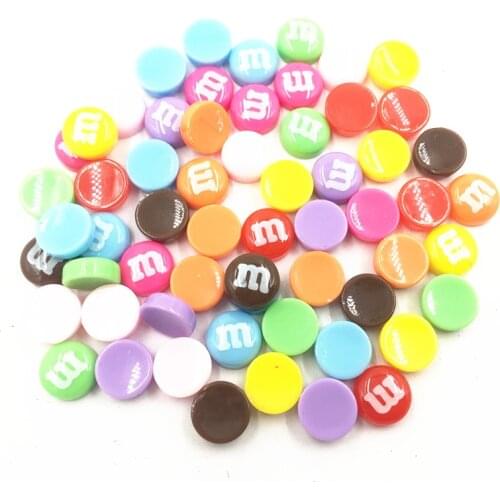60Pcs Cameo Cabochon Decoration Mixed Colourful Round M Word Candy Acrylic Flat Back Fashion Jewelry DIY Making Findings 8mm