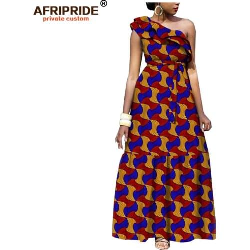African fashion casual dresses for women AFRIPRIDE tailor made one shoulder fit and flare women batik cotton dress A1825111