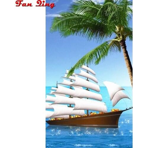 Full Square/Round Drill 5D DIY Diamond Painting "Boat scenery" 3D Embroidery Cross Stitch 5D Decor Gift