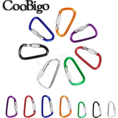Aluminum Carabiner Hook Clips D Ring Spring Snap Climbing Button Keychain Backpack Water Bottle Buckle Accessory Multicolor 2pcs
