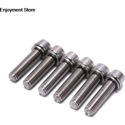 M5 * 20mm Mountain Bike Road Bike Riser Screw Bicycle Headset Stem Cap Screw Ultralight Stainless Bicycle Seat Disc Bolt 6PCS