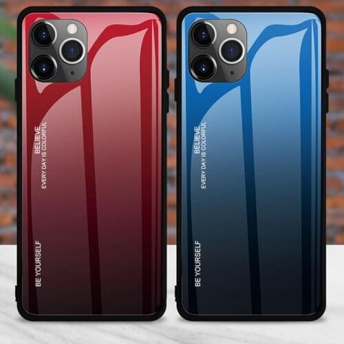 Gradient Glass Case For iPhone 11 Pro Max X XR XS MAX 7 8 Plus Coque Luxury 9H Tempered Cover i Phone Case For iPhone 6 6S Plus