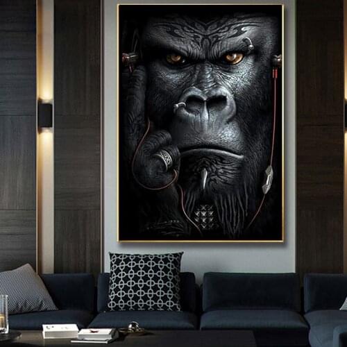 Black Big Gorilla Monkey Posters and Prints Nordic Home Decor Animal Canvas Art Paintings Wall Picture For Living Room Mural