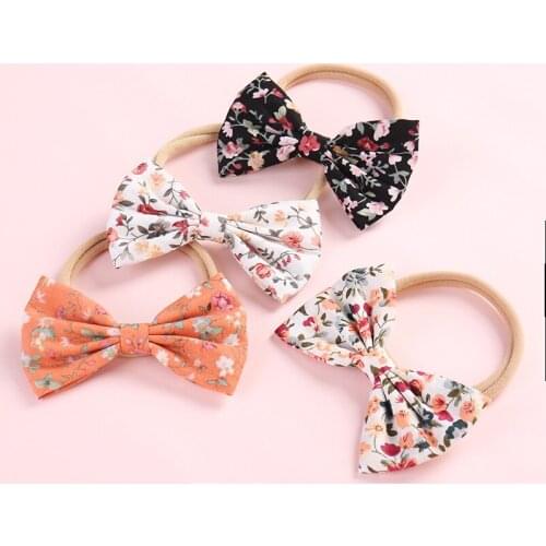Baby Elastic Hair Bands Adult Girls Nylon Headbands With Flowers Bowknot Hair Accessories Handmade Stretch Hand bands