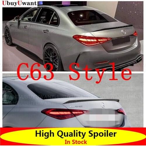 For Mercedes W206 4Door C-Class AMG /C63 Style C200 C260 ABS Plastic Unpainted Primer Rear Trunk Boot Wing Lip Spoiler 2020-2021
