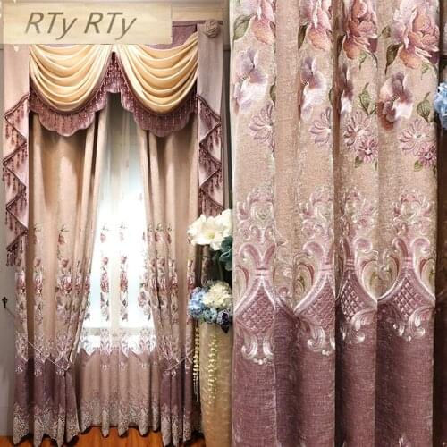 Europe Thickened chenille stitching embroidery curtain for bedroom girls room custom finished curtain fabric