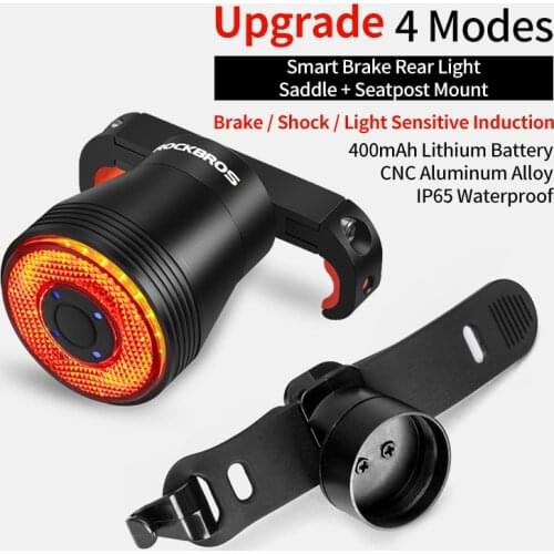 ROCKBROS Q5 Bicyle Light Brake Sensing Lamp IPx6 Waterproof LED Bike Taillight luces bicicleta Rear Cycle Light MTB Accessories
