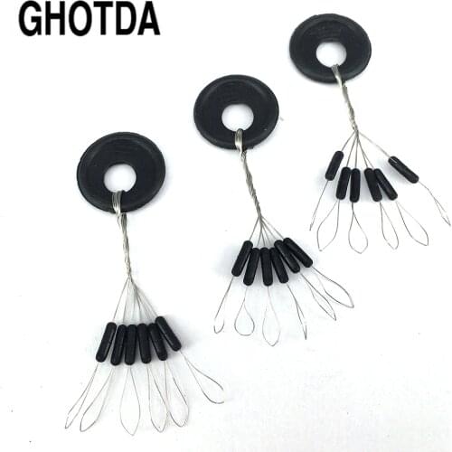 GHOTDA 20 sets 120Pcs Fishing Float Black Rubber Space Bean Stopper Line Stops