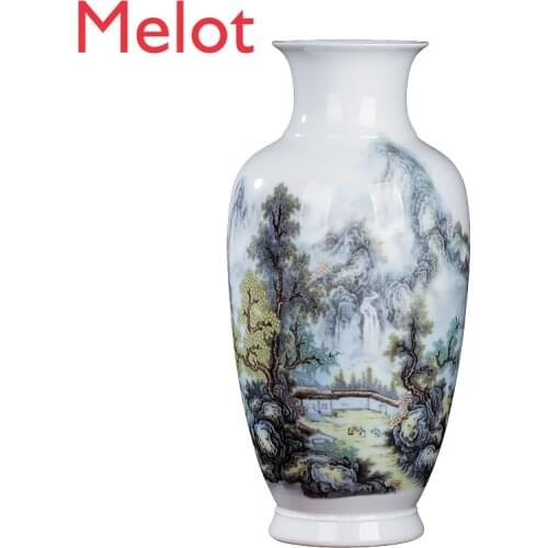 Jingdezhen Ceramic Vase Flower Arrangement in-Glaze Decoration Peony Chinese Household Living Room Decorations Porcelain Crafts