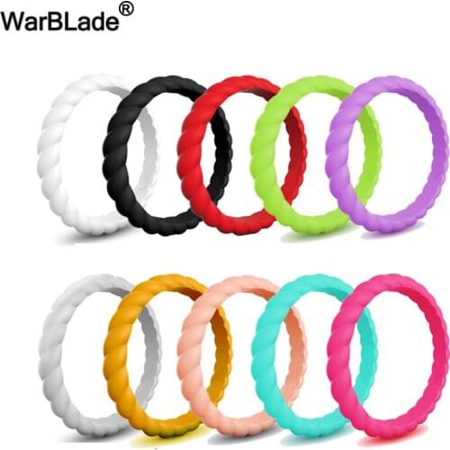 New 10pc/set Size 4-10 Hypoallergenic Braid Silicone Rings Flexible Rubber Finger Ring Engagement Wedding Classical Simple Rings