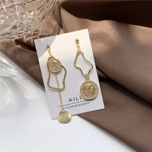 Minimalist Beauty Head Drop Earrings For Woman Gold Color Fashion Jewelry Korean Asymmetry Summer Dangle Earring Female 2021 New