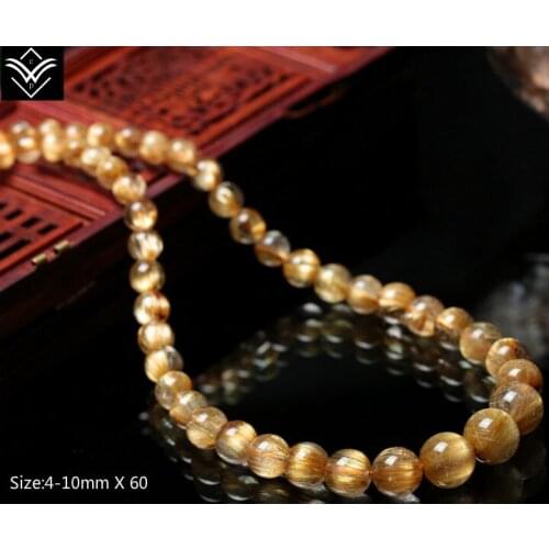 Fashion Natural Copper Rutilated Quartz Cystal Female Buddha Beaded Bracelet Hot Sale