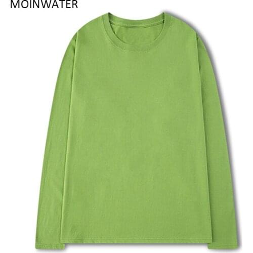 MOINWATER New Women 100% Cotton Long Sleeve T shirts for Autumn Female Green Purple Spring Solid Tees Tops MLT2138