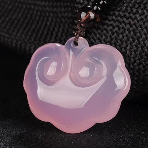 Natural Pink Jade Pendant Women Fashion Charms Jewellery Genuine Purple Chalcedony Amulet Gifts For Ladies Jewelry Accessories