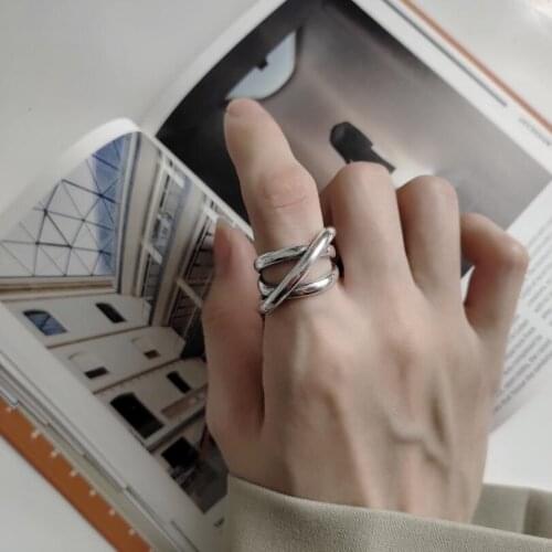 New Handmade Mutil-layer Twine Thai Silver Opening Size Rings For Women Girls Jewelry Accessories SAR151