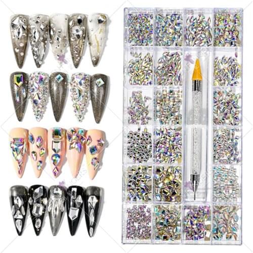 Swarovsky New Sale Korean Fashion 3D Nail Art Rhinestone Flatback AB Crystal Stones For DIY Nail Art Decoration